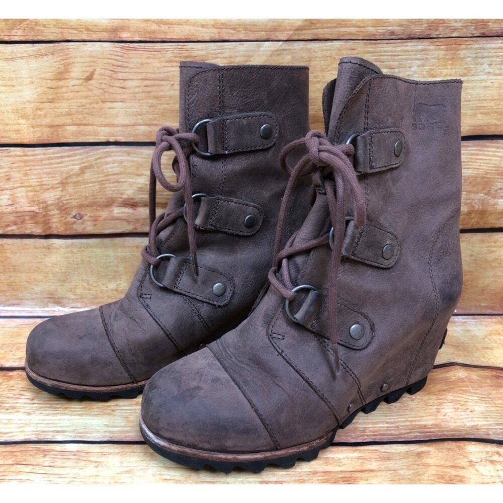 Sorel Joan of Arctic Brown Leather Nl2305-256 Booties Boots Womens 6 /37 (o7c)